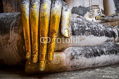 Részlet a szép arany kéz Buddha, Sukhothai, Thaiföld (vászonkép óra) - vászonkép, falikép otthonra és irodába