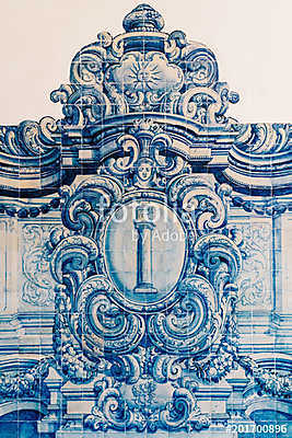 Beautiful Ceramic Wall Texture Pattern Or Azulejos In Lisbon, Po (poszter) - vászonkép, falikép otthonra és irodába