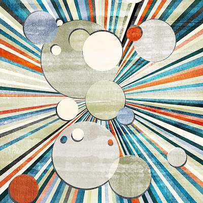 Retro circles abstract background with rays pattern. (poszter) - vászonkép, falikép otthonra és irodába