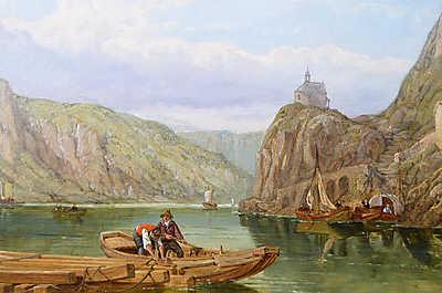 Halászcsónakok a Mosel folyón (vászonkép óra) - vászonkép, falikép otthonra és irodába