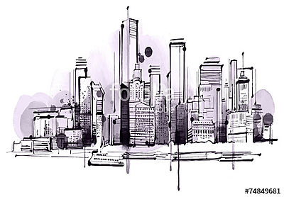 City Skyline (keretezett kép) - vászonkép, falikép otthonra és irodába