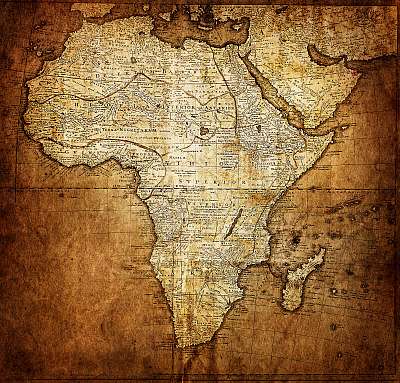 Afrika vintage térkép illusztációja (keretezett kép) - vászonkép, falikép otthonra és irodába