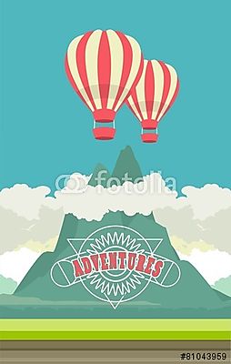 Léggömb repülés reklám, vintage plakát (többrészes kép) - vászonkép, falikép otthonra és irodába