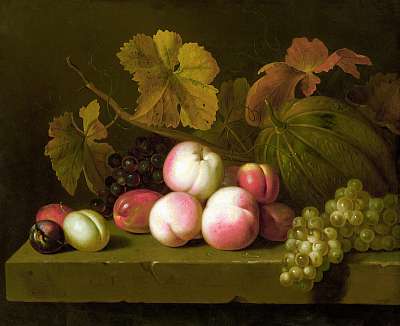 Csendélet őszibarackkal szőlővel szilvával és dinnyével (poszter) - vászonkép, falikép otthonra és irodába
