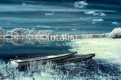 Csónakok a téli öbölben (többrészes kép) - vászonkép, falikép otthonra és irodába