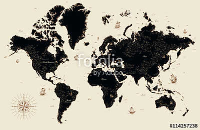 Dekoratív régi térkép a világ (poszter) - vászonkép, falikép otthonra és irodába