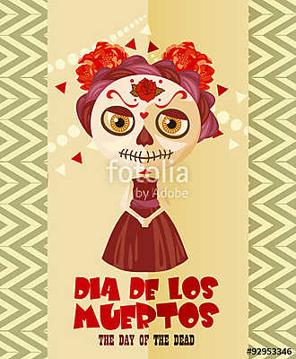 A halott koponya napja. Nő calavera sminkkel. Dia de los mu (keretezett kép) - vászonkép, falikép otthonra és irodába