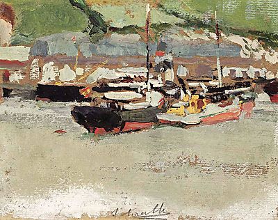 Hajók a kikötőben (keretezett kép) - vászonkép, falikép otthonra és irodába