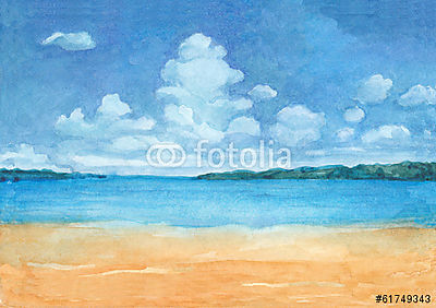 A trópusi tengerpart felhőkkel (többrészes kép) - vászonkép, falikép otthonra és irodába