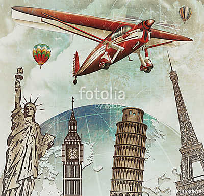 Utazás a világ körül (többrészes kép) - vászonkép, falikép otthonra és irodába