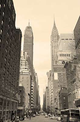 New York-i Manhattan utcai kilátás fekete-fehérben (többrészes kép) - vászonkép, falikép otthonra és irodába