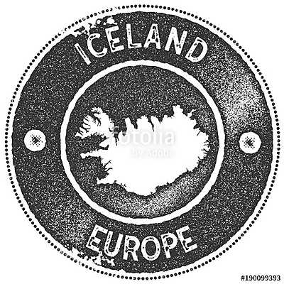 Izland térképe bélyegző, retro stílusú (többrészes kép) - vászonkép, falikép otthonra és irodába