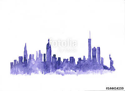 Watercolor skyline of new york city in USA (többrészes kép) - vászonkép, falikép otthonra és irodába