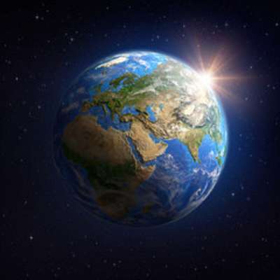 Föld bolygó a világűrből, kelő nappal (bögre) - vászonkép, falikép otthonra és irodába