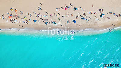 Aerial view at the beach. Beautiful natural seascape at the summer time (poszter) - vászonkép, falikép otthonra és irodába