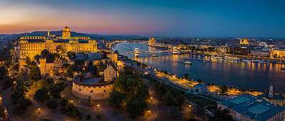 Budapesti panoráma éjszaka a Budai-vár felől (fotótapéta) - vászonkép, falikép otthonra és irodába
