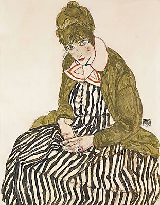 Edith csíkos ruhában (poszter) - vászonkép, falikép otthonra és irodába