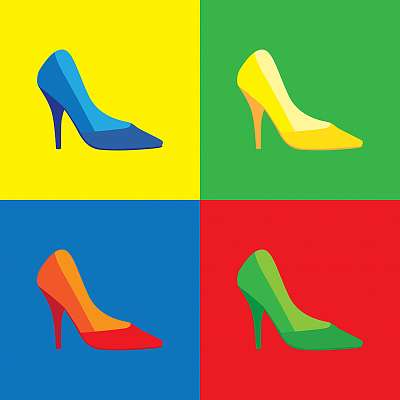 Pop art, magas sarkú női cipők  - illusztráció. (poszter) - vászonkép, falikép otthonra és irodába