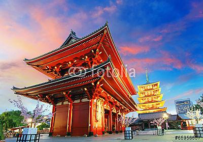 Tokió - Sensoji-ji, Temple in Asakusa, Japán (fotótapéta) - vászonkép, falikép otthonra és irodába