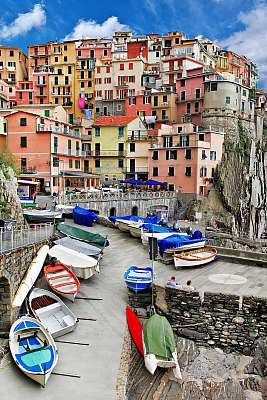 Monarolla halászfalu, Cinque Terre, Olaszország (vászonkép óra) - vászonkép, falikép otthonra és irodába