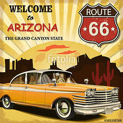 Welcome to Arizona retro poster (többrészes kép) - vászonkép, falikép otthonra és irodába