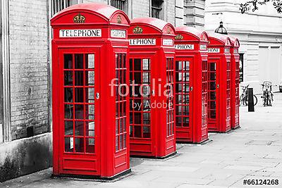 Telefonos fülkék Londonban a Color-Key módszerrel (keretezett kép) - vászonkép, falikép otthonra és irodába