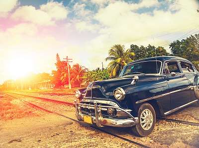 klasszikus autó Havanna, Kuba, szűrt hatása (poszter) - vászonkép, falikép otthonra és irodába