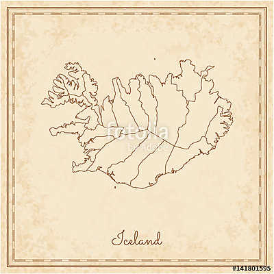 Izland régió térkép: stilizált régi kalóz pergament (vászonkép óra) - vászonkép, falikép otthonra és irodába