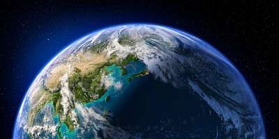 Föld bolygó északi fele az űrből (fotótapéta) - vászonkép, falikép otthonra és irodába