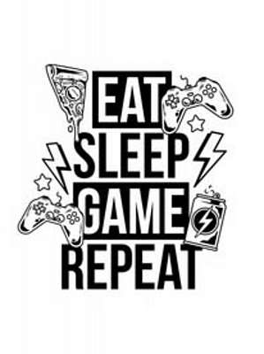 Eat, Sleep, Game, Repeat (fehér) (keretezett kép) - vászonkép, falikép otthonra és irodába
