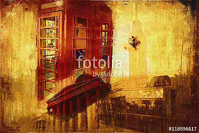 London oil art illustration (fotótapéta) - vászonkép, falikép otthonra és irodába