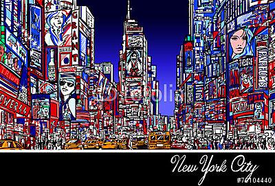 Times Square New Yorkban éjjel (poszter) - vászonkép, falikép otthonra és irodába
