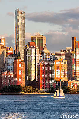 Lower Manhattan Skyline arany óra, NYC, USA (bögre) - vászonkép, falikép otthonra és irodába