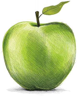 Zöld Apple rajz (vászonkép óra) - vászonkép, falikép otthonra és irodába