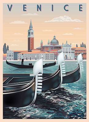 Utazás poszter - Velence (keretezett kép) - vászonkép, falikép otthonra és irodába