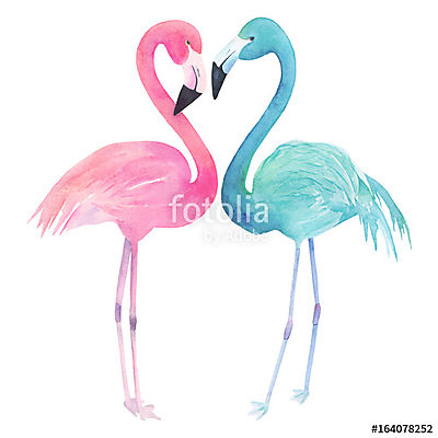 Két flamingó  (poszter) - vászonkép, falikép otthonra és irodába