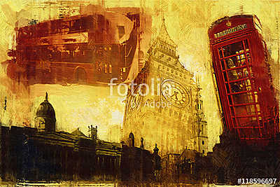 London oil art illustration (poszter) - vászonkép, falikép otthonra és irodába