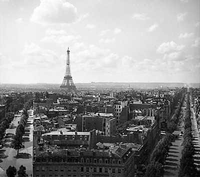 Párizsi látkép a Diadalívről az Eiffel-torony irányába (1931) (többrészes kép) - vászonkép, falikép otthonra és irodába