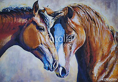 Ló pár (akvarell) (többrészes kép) - vászonkép, falikép otthonra és irodába
