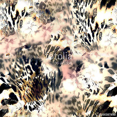 leopard  texture ,fabric print seamless (többrészes kép) - vászonkép, falikép otthonra és irodába