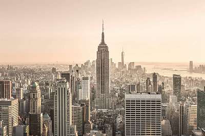 New York City. Manhattan belvárosában a napfény megvilágította E (poszter) - vászonkép, falikép otthonra és irodába
