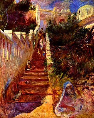 Lépcsők Algírban (keretezett kép) - vászonkép, falikép otthonra és irodába