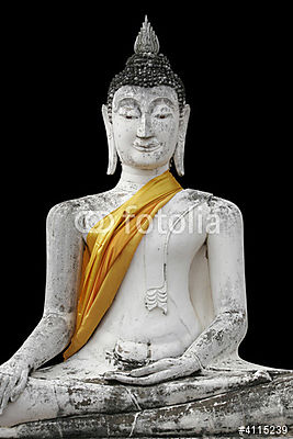 szobor a buddha a fekete háttér (többrészes kép) - vászonkép, falikép otthonra és irodába