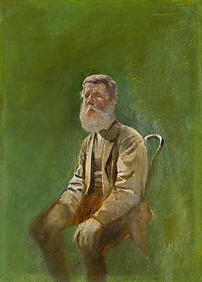 Idős férfi a széken ( tanulmány) (vászonkép óra) - vászonkép, falikép otthonra és irodába