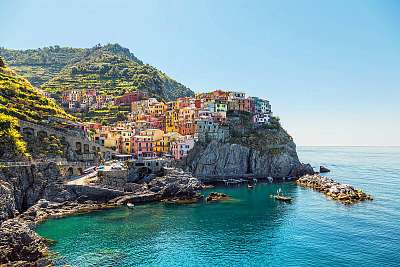 Manarola. A Cinque Terre partja Olaszországban. (keretezett kép) - vászonkép, falikép otthonra és irodába