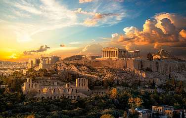 A renoválás alatt álló Akropolisz festői látképe, Athén, Parthenon (fotótapéta) - vászonkép, falikép otthonra és irodába