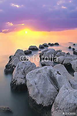 sorozatos adriatikus naplementékből i (többrészes kép) - vászonkép, falikép otthonra és irodába