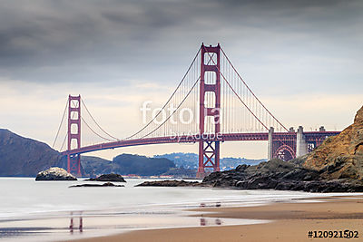 Kilátás a Golden Gate hídra (keretezett kép) - vászonkép, falikép otthonra és irodába