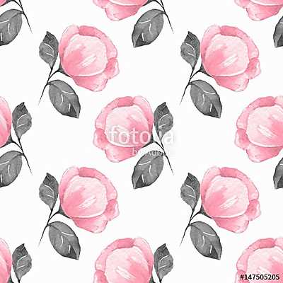 Floral seamless pattern. Watercolor background with pink flowers (poszter) - vászonkép, falikép otthonra és irodába