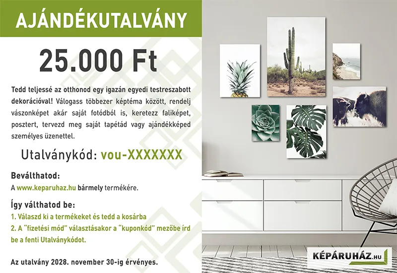 Képáruház Ajándékutalvány, Vásárlási utalvány